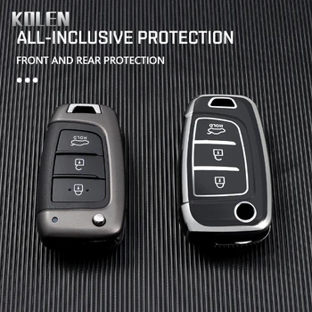 Nuovo TPU Car Flip Key Case Cover Shell per Hyundai Elantra Solaris I30 I35 I40 IX35 Sonata Santa Fe Tucson Verna Celesta Accent - Nuovo TPU Car Flip Key Case Cover Shell per Hyundai Elantra Solaris I30 I35 I40