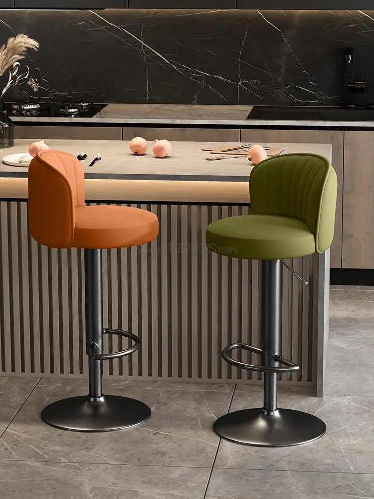 Bar Chair High Stool Household Rotating Lifting Backrest Stool Cashier High Chair Front Desk Commercial Round Swivel