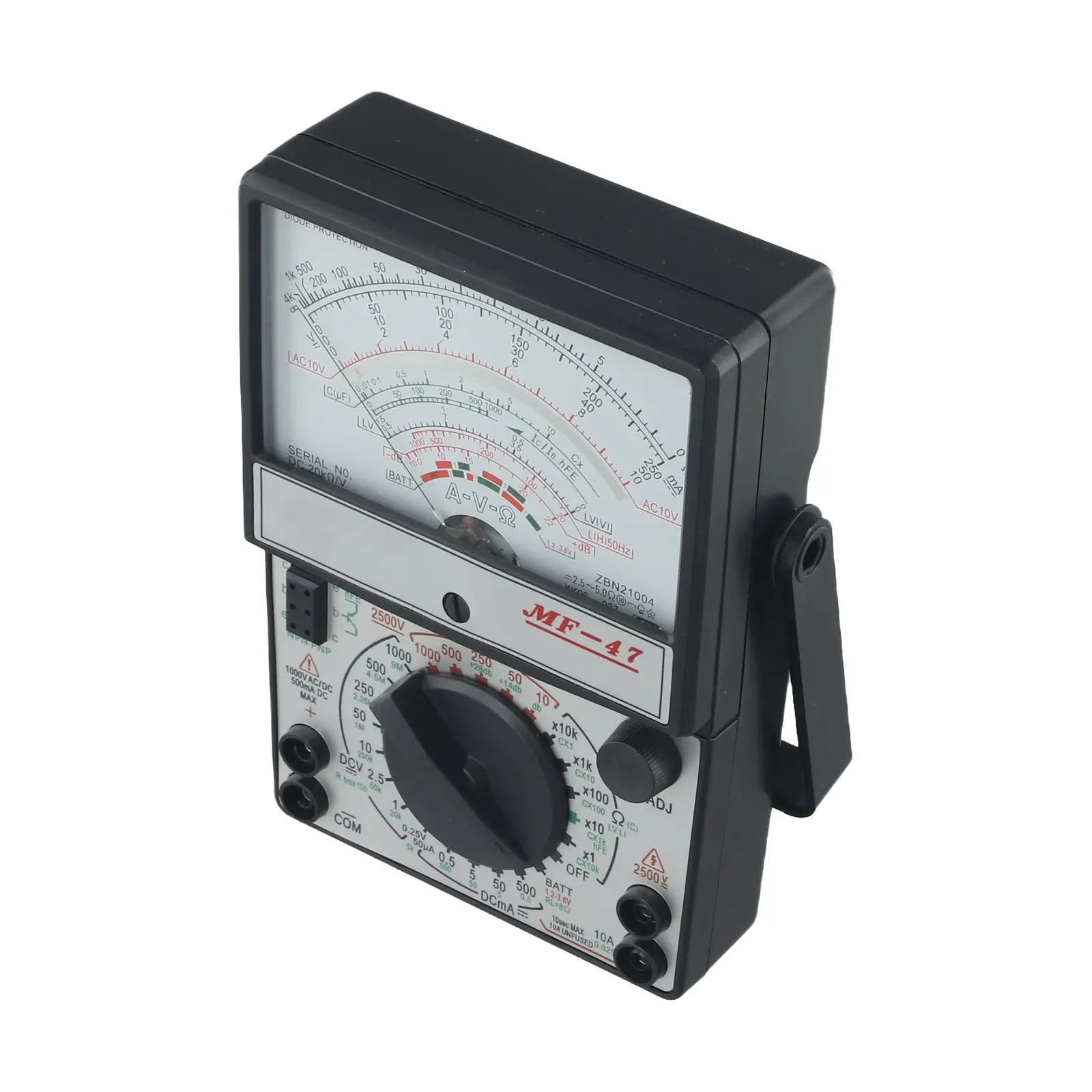 MF-47 아날로그 멀티미터 전압계, 전류계, 저항계, 아날로그 디스플레이, 배터리 전원