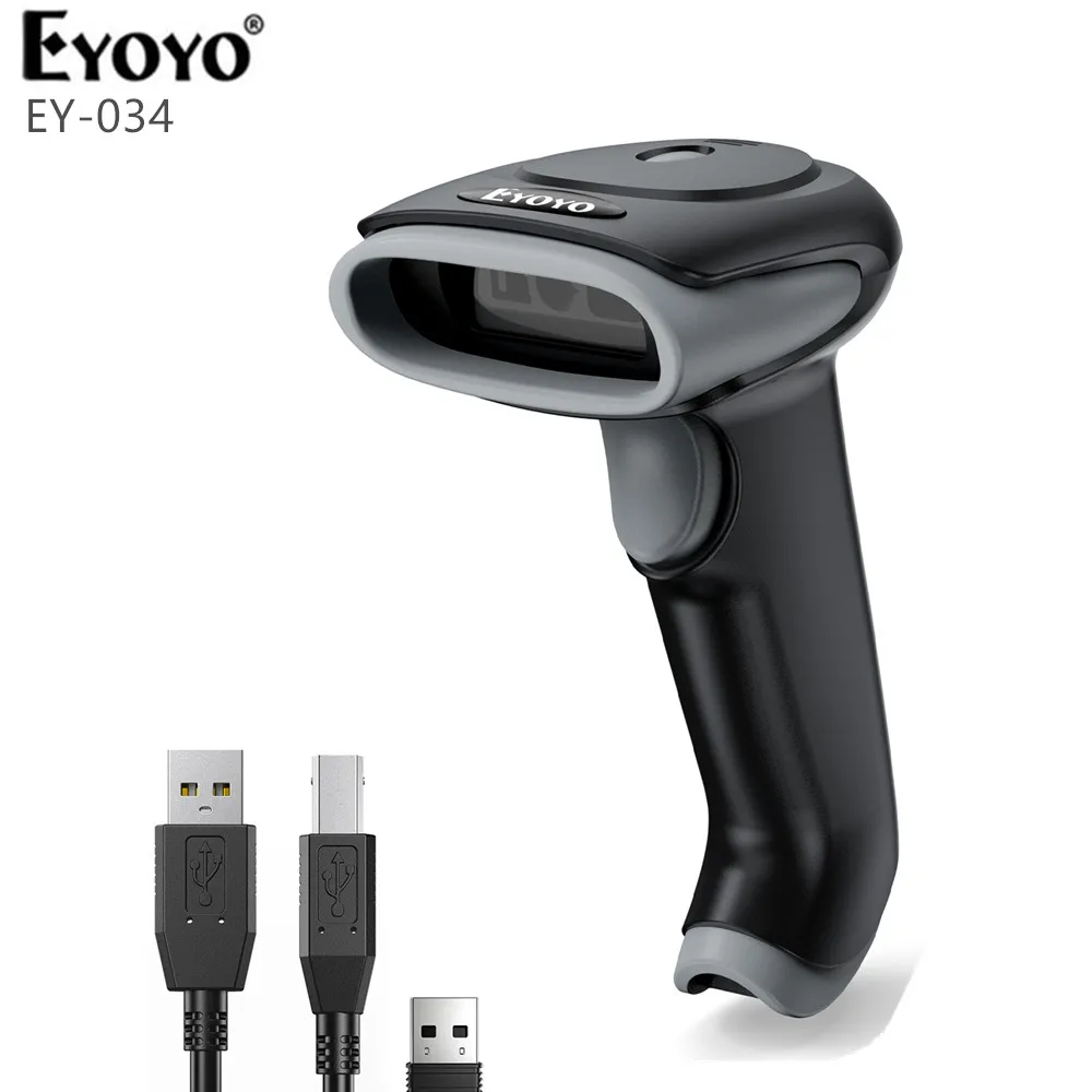 Eyoyo EY-034 2D Wireless Barcode Scanner 3-in-1 Automatic Barcode Reader Handheld CMOS Image Bar Code Reader for Inventory