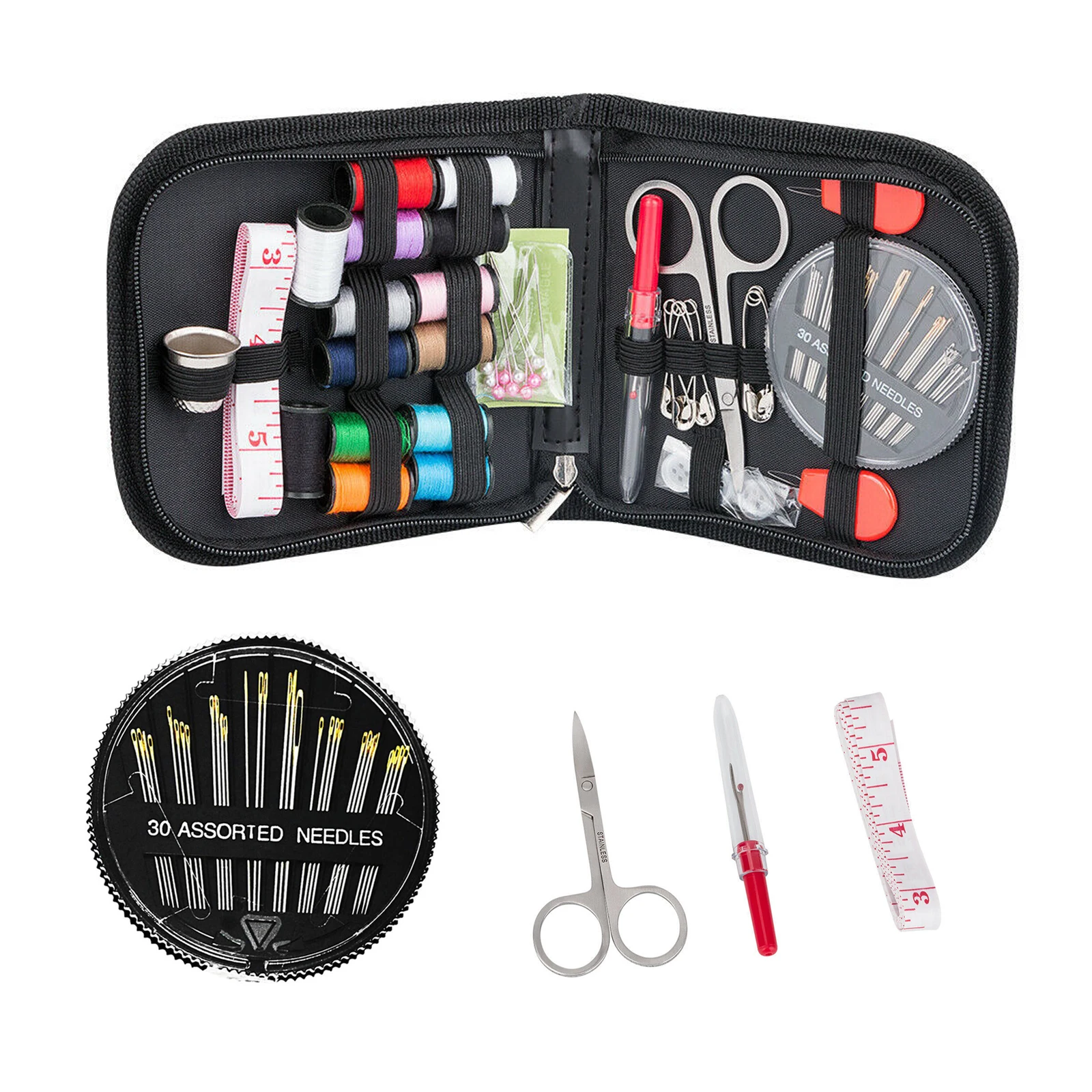 ערכת תפירה כוללת 68 אביזרים והיא סט תפירה נייד מתאים למתחילים, מבוגרים ומשפחות, כולל