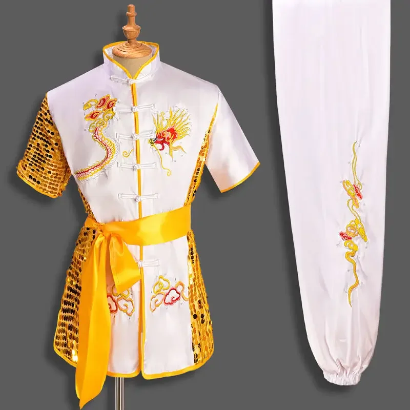 Men Women Chinese Traditional Dragon Wushu Uniform Kung Fu Clothing Set Martial Arts Uniform Tai Chi Kleding Taoist Shaolin tai chi clothing