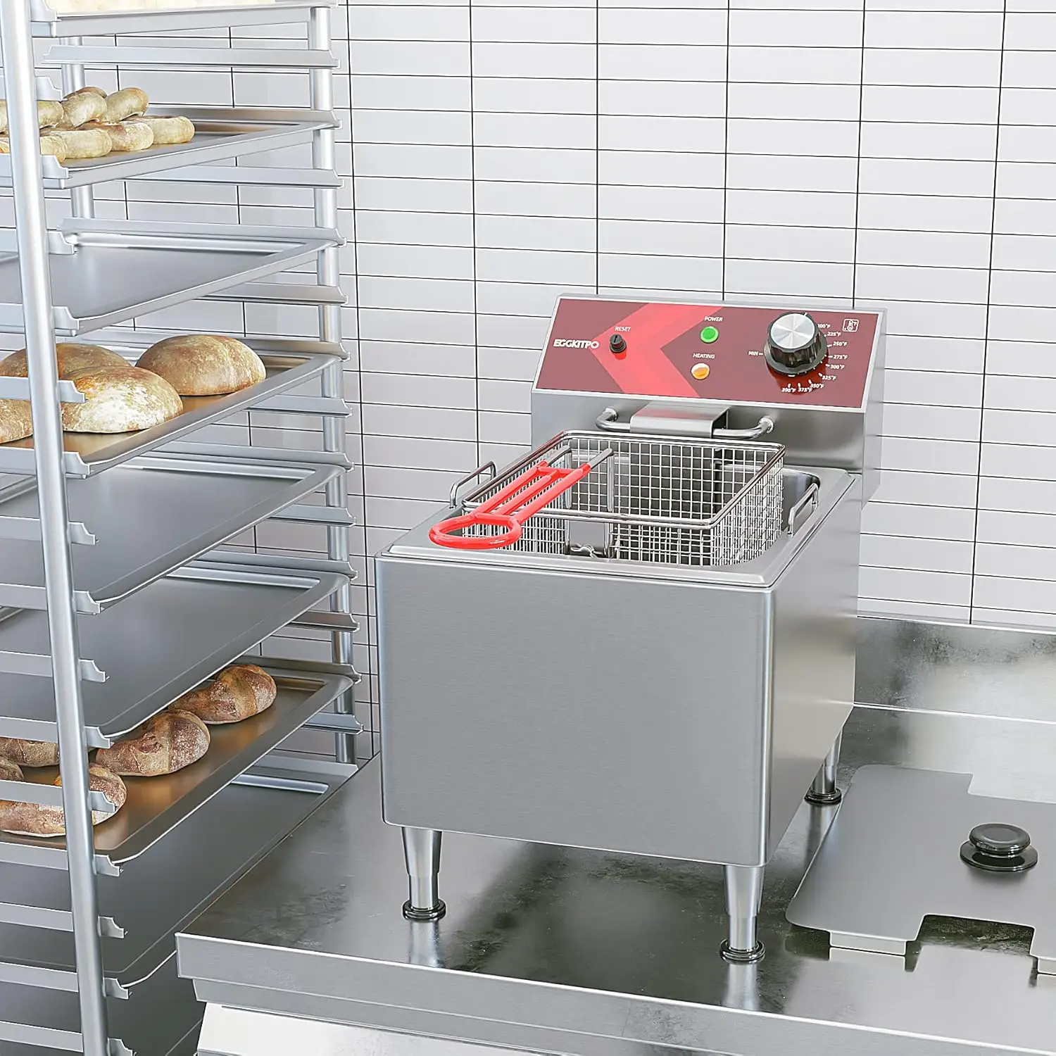 Deep Fryer with Basket Commercial 12L Electric Countertop Fryer Stainless Steel Deep Fryers for Restaurant Home Use with Extra L