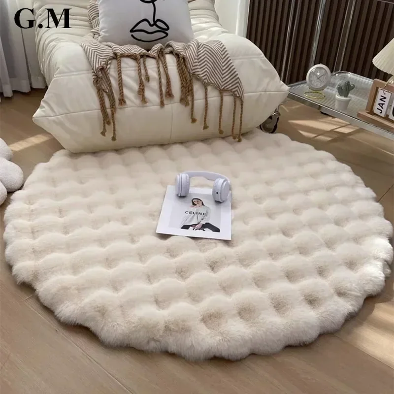 

Nordic Round Carpets for Living Room Plush Floor Mat Soft Area Rugs Bedroom Bedside Fluffy Mat Non Slip Shaggy Rug Room Decor
