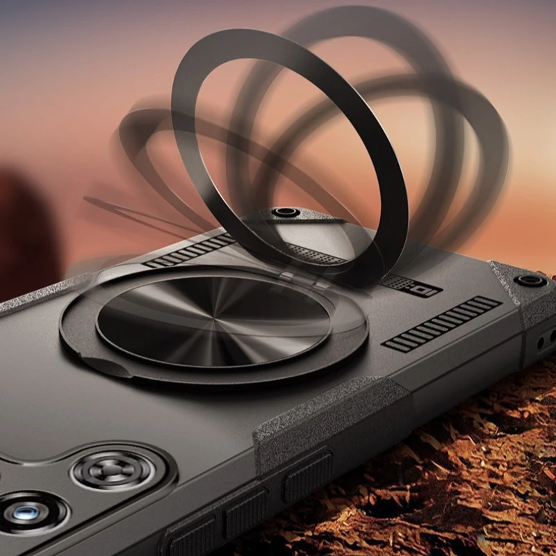 Magnetic 360° Rotating Ring Shockproof Armor Case with Built-In Heat Sink