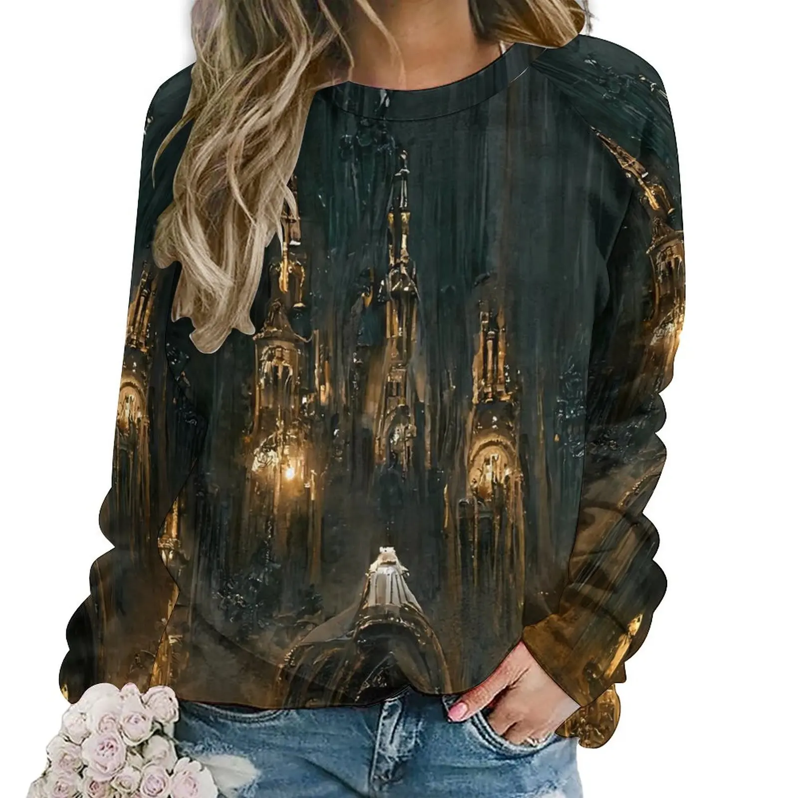 

Gothic Church Hoodies Woman Vintage Print Street Fashion Casual Hoodie Long Sleeve Pretty Graphic Tops 2XL 3XL