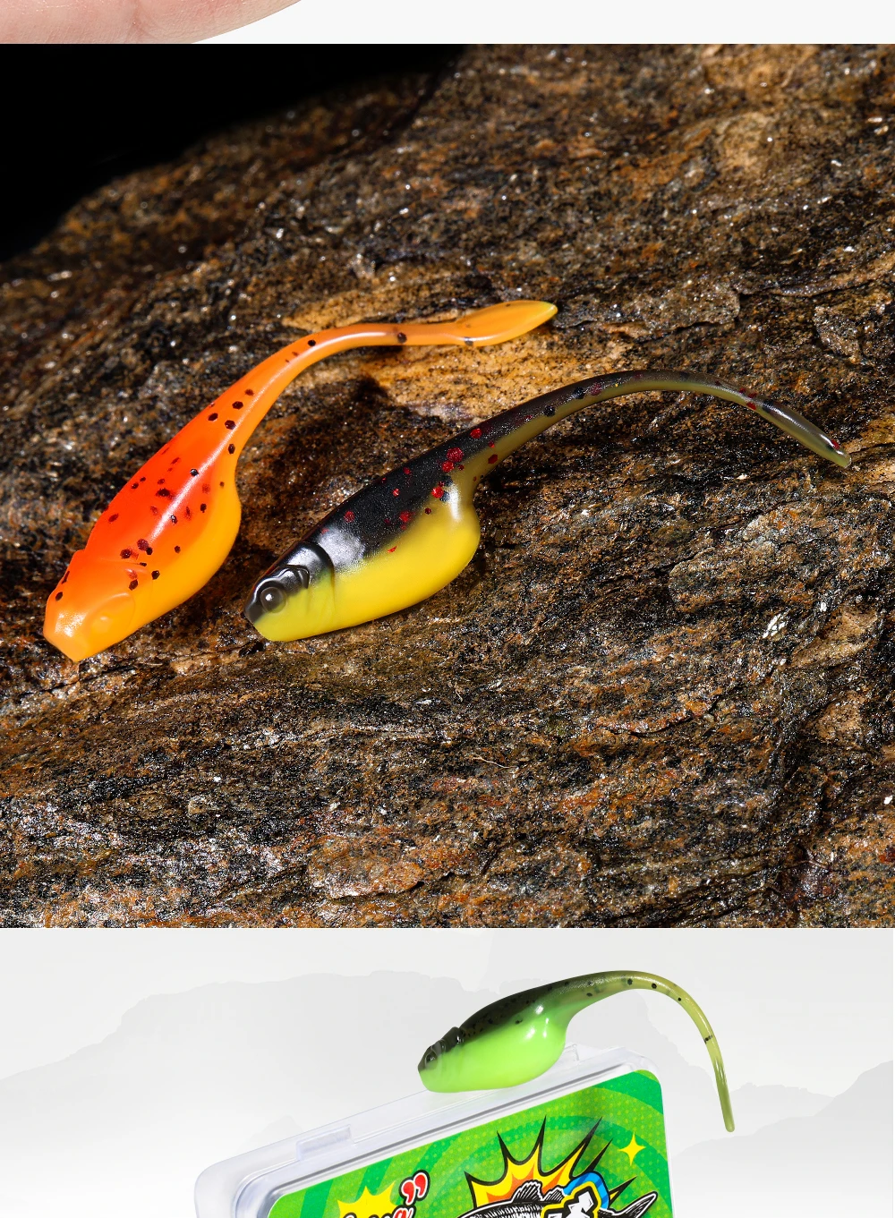 Description Picture 6 of itemRosewood Crappie Minnow Shad Soft Baits 5cm Ajing Worm Fishing Lure Willow Tail TPR Floating Drop Shot Ocean Rock Fishing Tackle