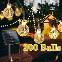 200LED Solar String Lights Outdoor Crystal Fairy Light Chritmas Garland 8 Modes Waterproof Patio Light for Garden Party Decor 1