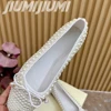 Luxury Brand String Bead Flat With Ballet Flats Shallow Pearl Almond Shaped Toes Zapatos Mujer Silk Butterfly Knot Woman Flats 4