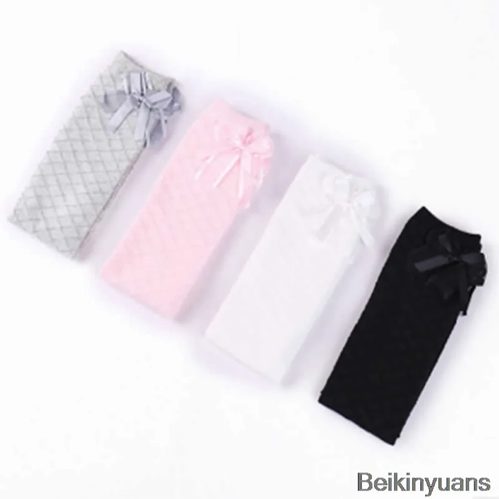New Japanese style girls over the knee leg warmers mesh anti-mosquito bow tube children knee high leg warmers socks