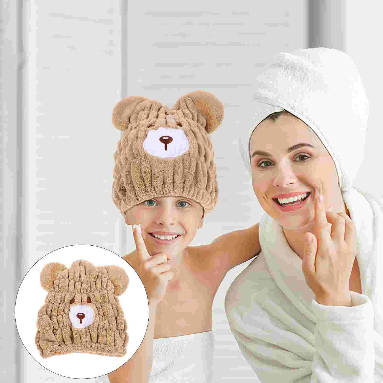 

Microfiber Towel Bear Dry Hair Hat Rapid Drying Kids Cap Caps Quick for Girls Absorbent Child