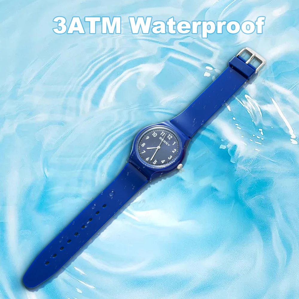 Berny Fashion&Casual Quartz Wristwatch Watch Quartz Miyota 2035 Movement With PU Strap 3ATM Waterproof  Acrylic Surface lens