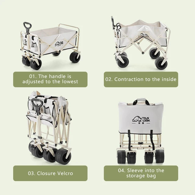 Off Road Kerék Összecsukható Kerékpár Nagy Kapacitású Többfunkciós Park Kültéri Tengerparti Rekreációs Jármű Hordozható Barbecue Autó - Image 3
