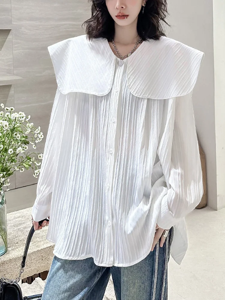 

Simple Casual Square Collar Shirt For Women Loose Long Sleeve Solid Blouse 2023 Spring Autumn New Female Blusas Top H059