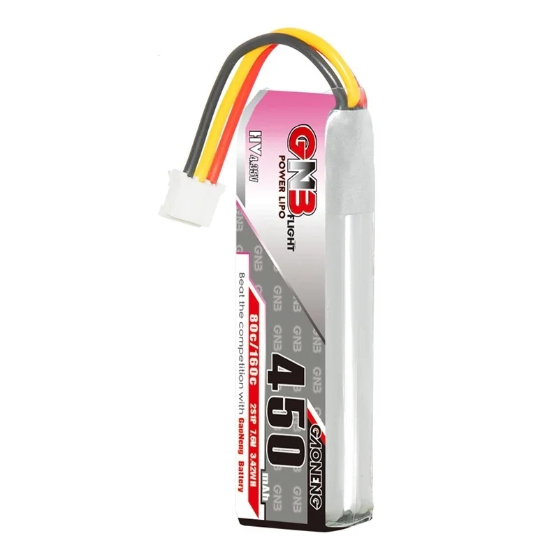 Max 160C GNB 2S 7.6V 450mAh Lipo Battery For Remote Control Car Toy High Rate FPV Drone Parts 80C 7.6V Battery 5