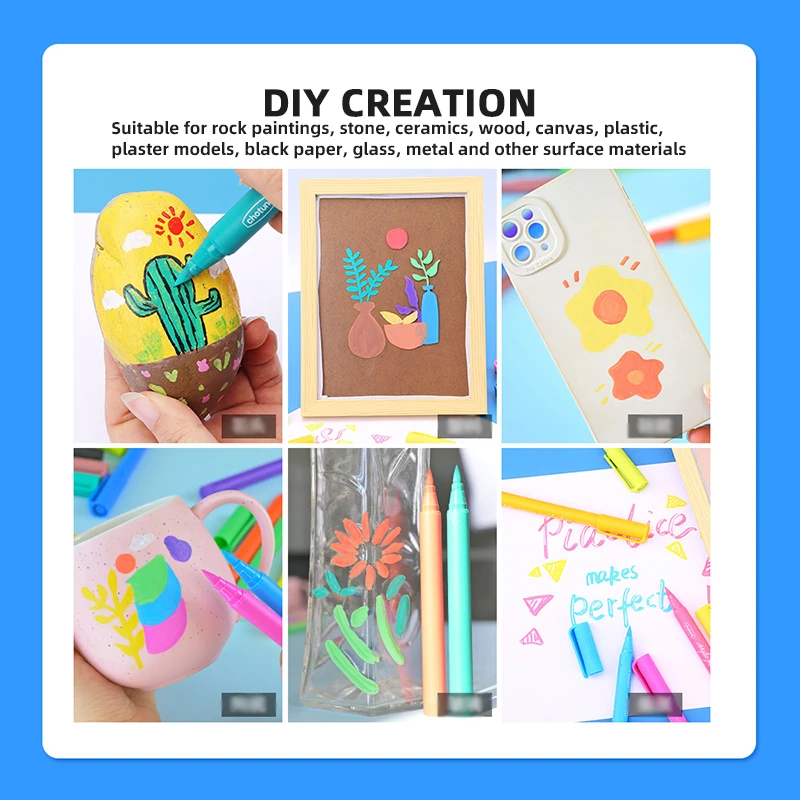 방수 핸드 페인팅 DIY 그래피티 컬러 펜, 학생용 그림, 구아슈 아크릴 브러시, 마커 펜, 12 색, 24/36 색 세트