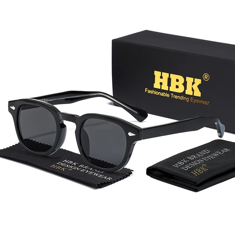 HBK Retro Round Men Sunglasses Punk Propionic Acid Pin Temple Luxury Sun Glasses Women Sports Leisure Party Eyewear UV400