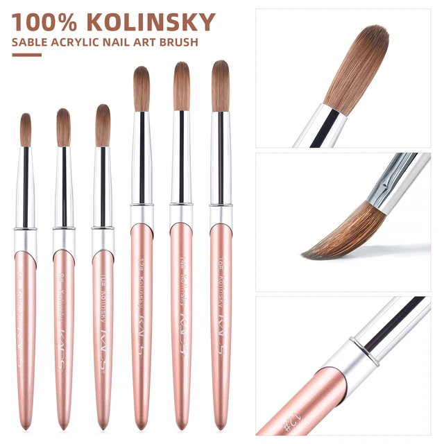 100%Kolinsky Hair Red Wood Handle Nail Art Brush for Acrylic Powder 12  Different Size Round Drawing Tools Manicure Brush - AliExpress