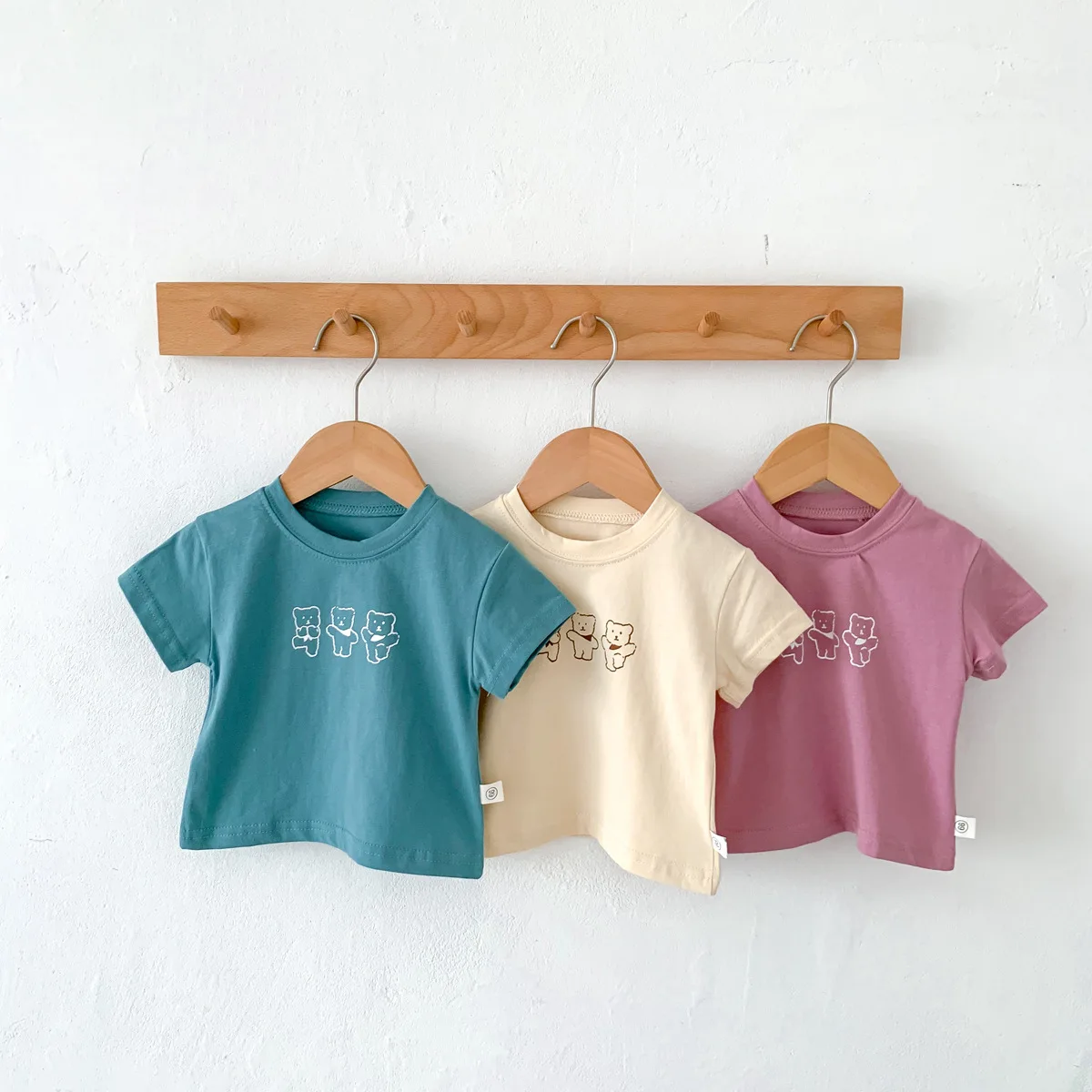

0-2Y Baby Short Sleeve T-Shirt Cartoon Bear Print Girls Tees Spring Korean Toddler Boys Clothes Summer Casual Tshirt Cotton Tops