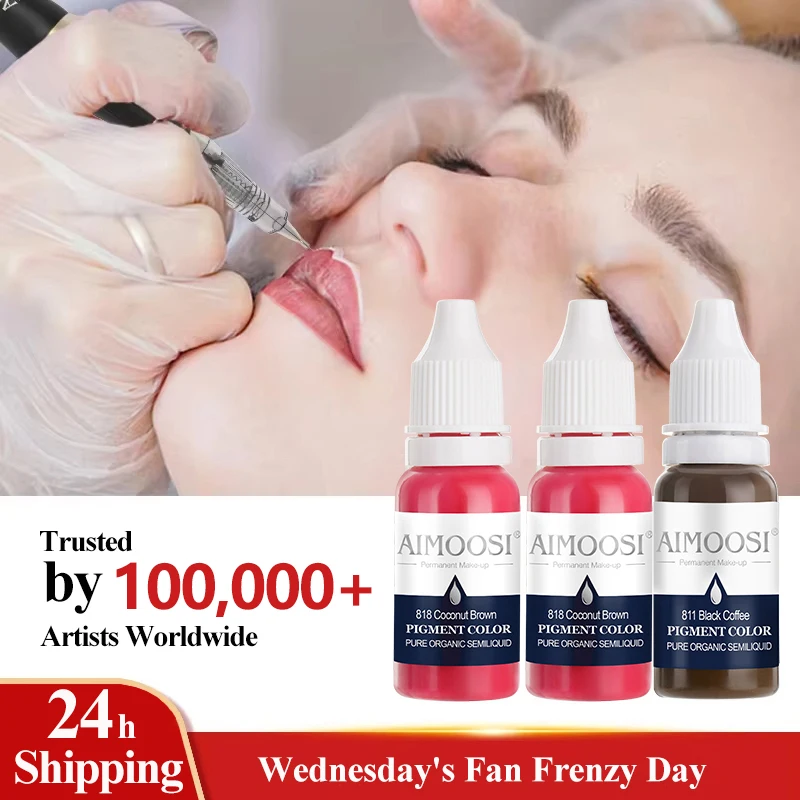 Tattoo Ink Tattoo Ink Pigment Tattoo Ink Kit AIMOOSI Semi Permanent Makeup Pigment for Eyebrow Professional Vegan Microblading Inks Beauty Health Henna Lips Tattoo Supplies