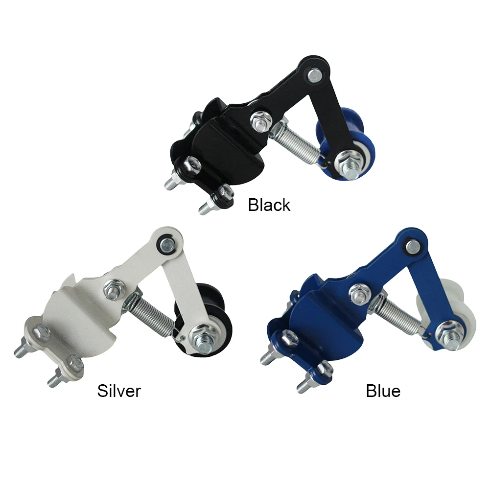 Motorcycle Chain Adjuster with Guide Wheels Pulley Chain Tensioner Iron Motorbike Tensioner for 50cc-500cc ATV Motocross