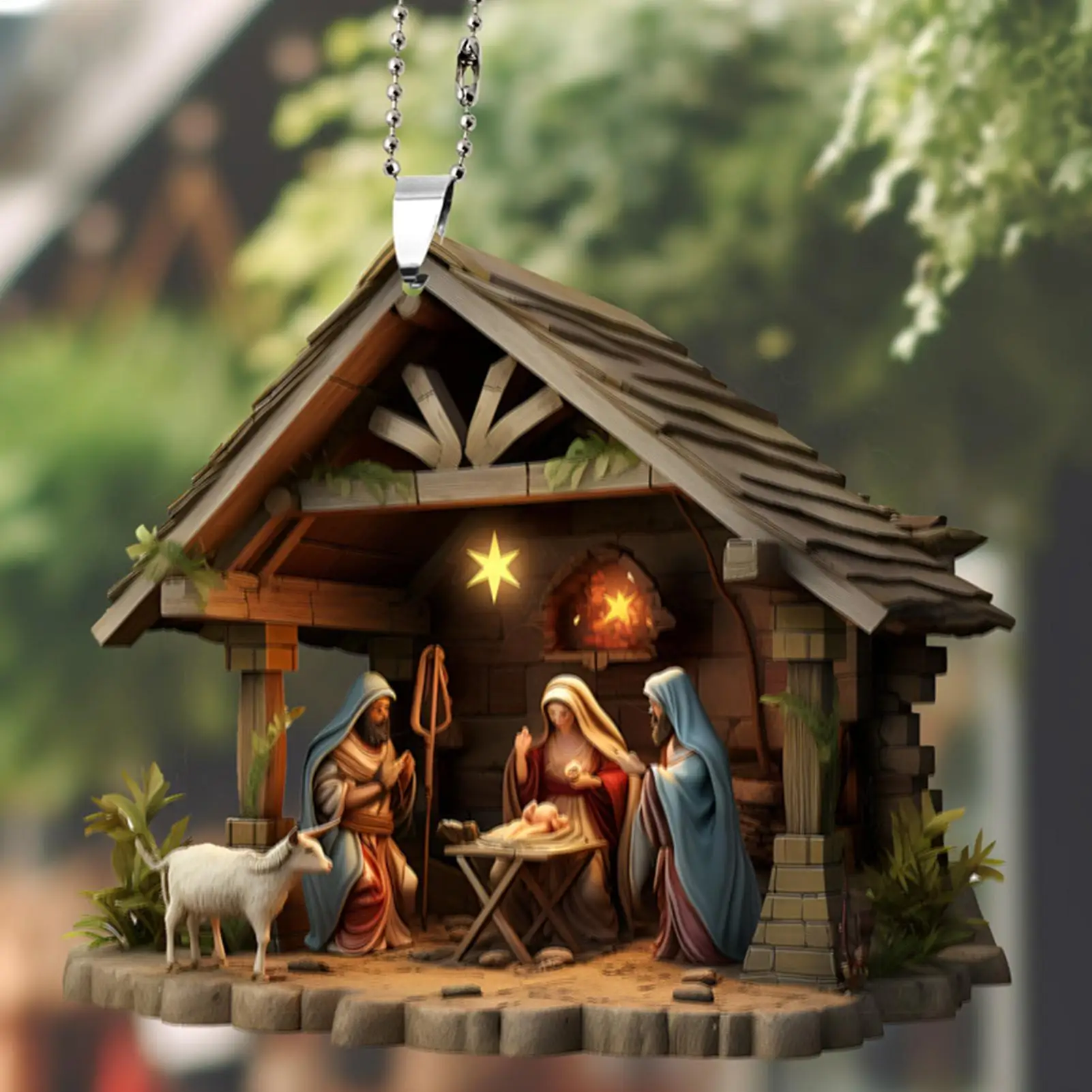 2D Christmas Nativity Scene Ornaments the Birth of Jesus Decor Nativity Scene Christmas Tree Decoration Acrylic Nativity Scene