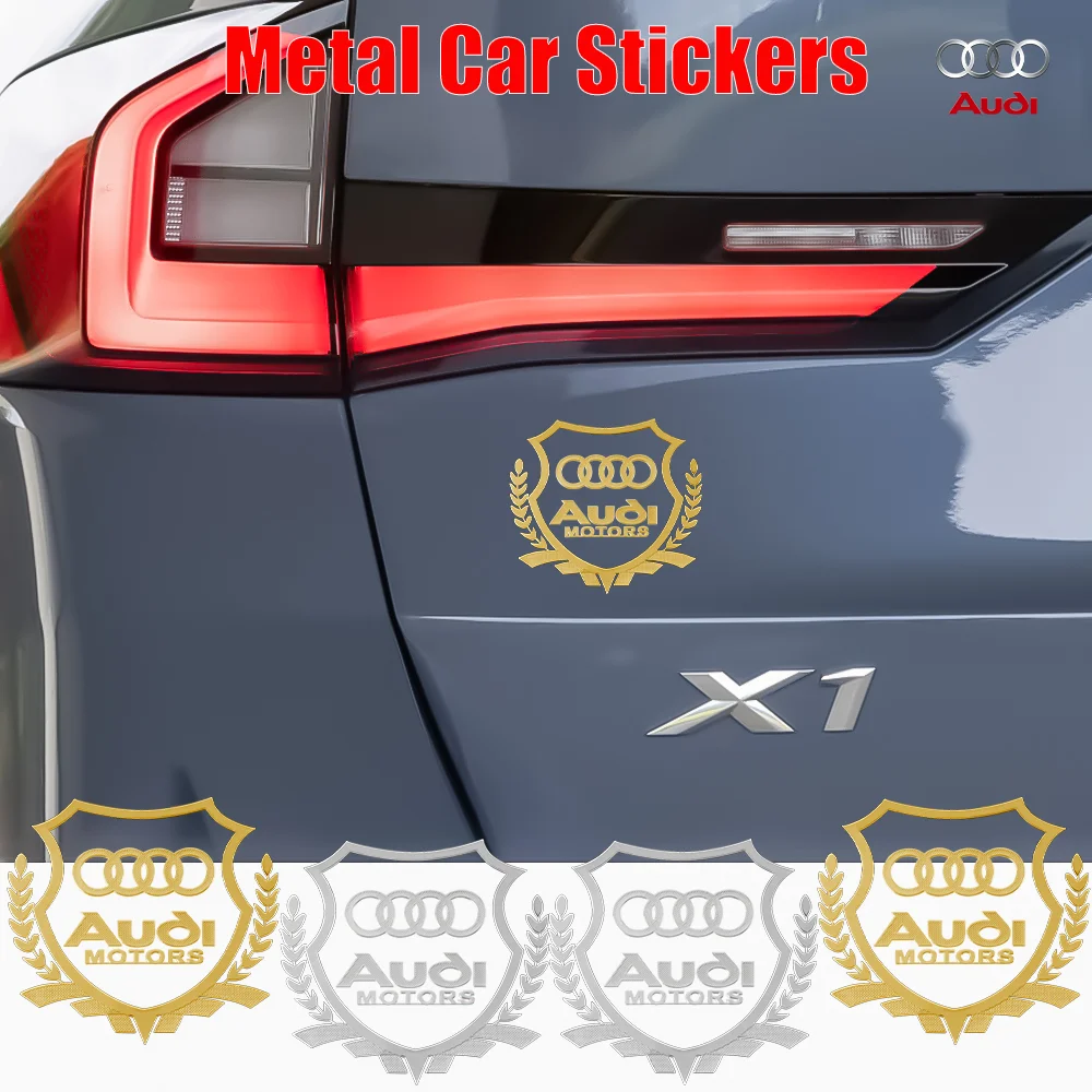 Per Audi Q8 Tt Rs Sline Quattro S Q4 Q5 Q6 2Pcs Oro/Argento Metallo Auto Badge Corpo Tronco Decorazione Sticker Styling Accessori Per Auto