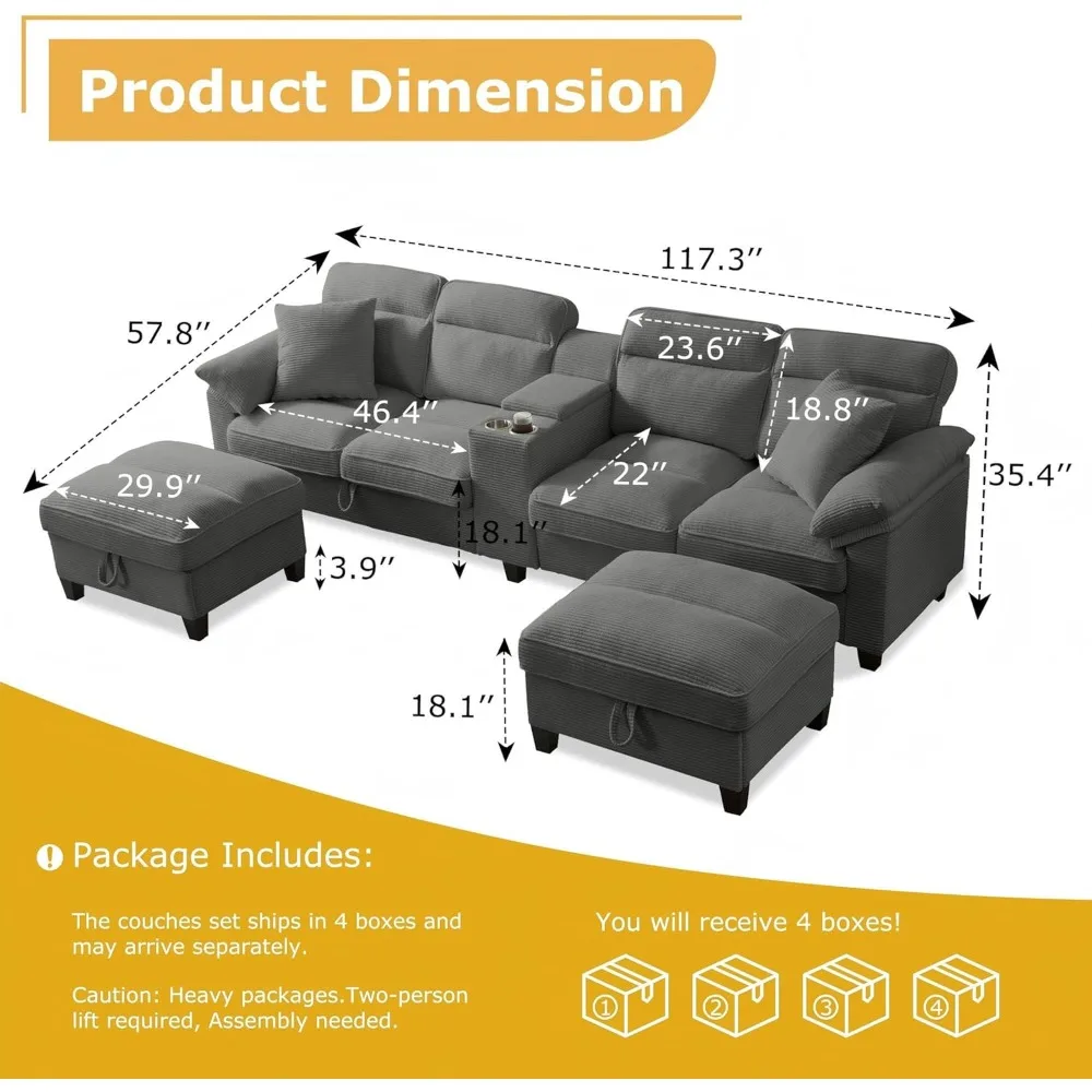 U Shaped Cloud Sectional 2