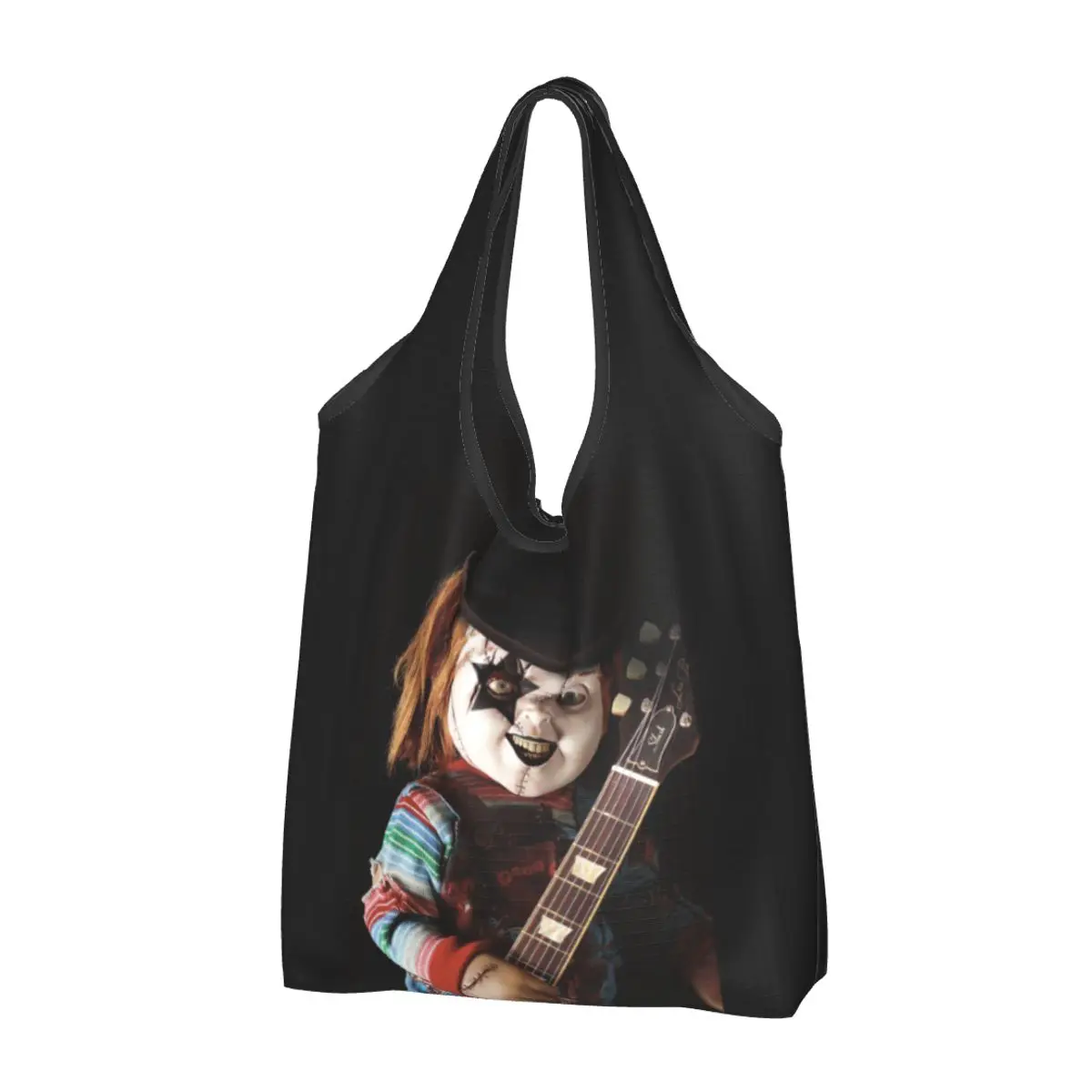 

Large Reusable Horror Movie Chucky Grocery Bags Recycle Foldable Halloween Childs Play Mistery Shopping Eco Bag Lightweight
