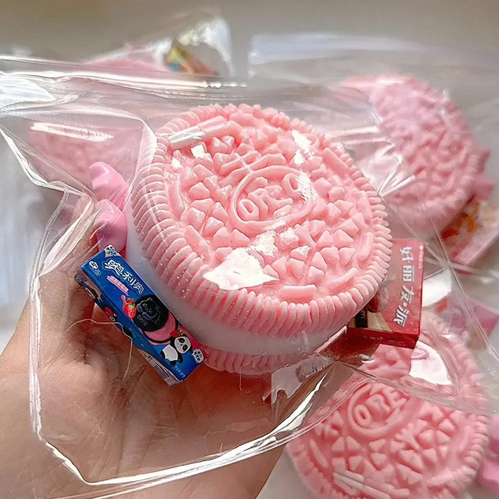 Handmade Silicone For Oreo Stress Relief Squishy Toy Mochi Taba Squishy New Fidget Toy Biscuit Pinching Toy Kids Birthday Gift 2