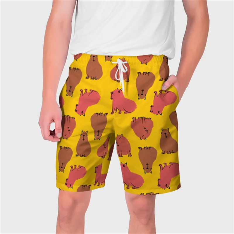 Fashion Cute 3D Printing Animals Capybara Beach Shorts Yellow Rubber Duck Graphic Board Shorts Kid Funny Swimming Trunks Clothes mens beach shorts