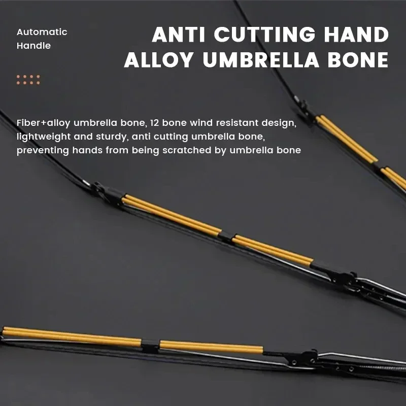 folding umbrella automatic umbrella 12 Bone Black Glue Fully Automatic Thick And Durable Keel Three Fold UV Resistant