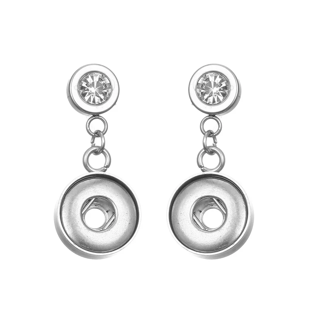 12pairs Stainless Steel12mm Snap Button Earrings Eardrop Mini DIY Snaps Buttons Earring Women Jewelry