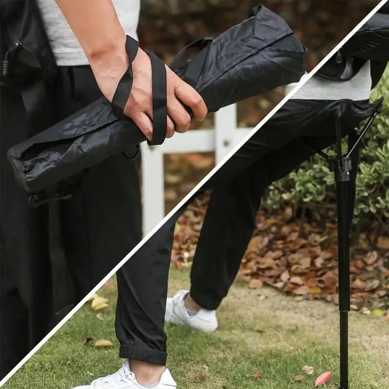 Folding Walking Stick Tripod Stool Adjustable Height Seat Folding Stool Chair