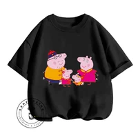 2024 Children Summer Peppa Pig Animated Cartoon Character Print Design O-neck Loose Version Type and Sporty Short Sleeve T-shirt 2