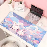 Lovely Rabbit Large Gaming Keyboard Mouse Pad Anime Green Plant Computer Gamer Tablet Mause pad Long Mousepad 900x400 Cute Mats 2