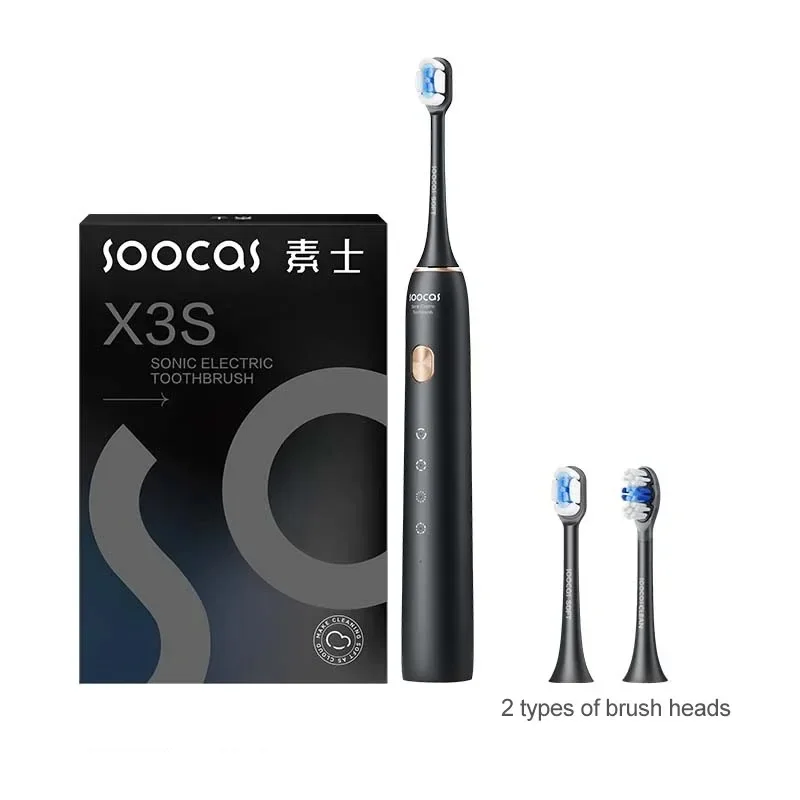 SOOCAS X3S Adult Sonic Electric Smart Toothbrush IPX8 Waterproof 180 Days Battery Life Ultrasonic Soft Cloud Toothbrush Heads 2
