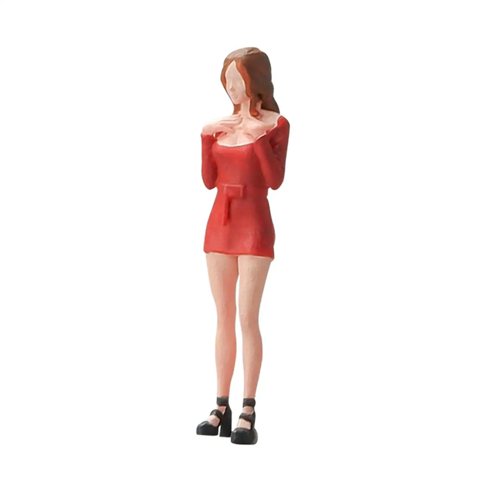 1:64 Scale Hip Skirt Girl Figure S Scale Desktop Ornament Train Railway Layout Decoration Movie Props Resin Figurine Dioramas