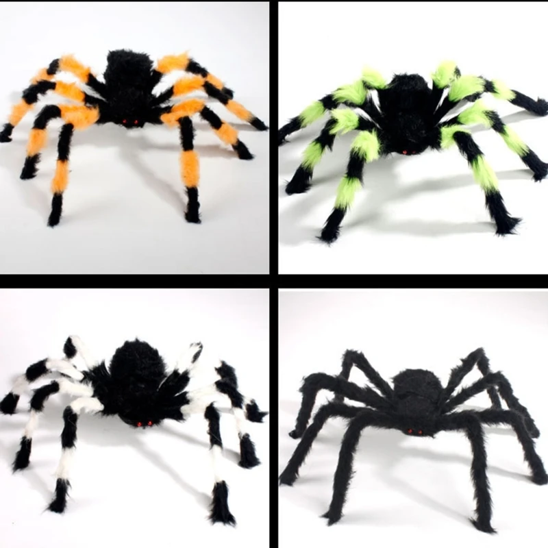 Haunted House Props Plush Spiders Halloween House Decorations Plush Spiders Collection for Halloween Fun for Indoor exquisite halloween inflatables 12ft haunted house castle archway outdoor halloween decorations for yard lawn garden arch