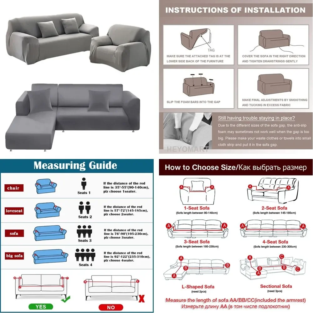 Elegant Elastic Sofa Slipcovers - Solid Color Milk Silk for Living Room Furniture Protection