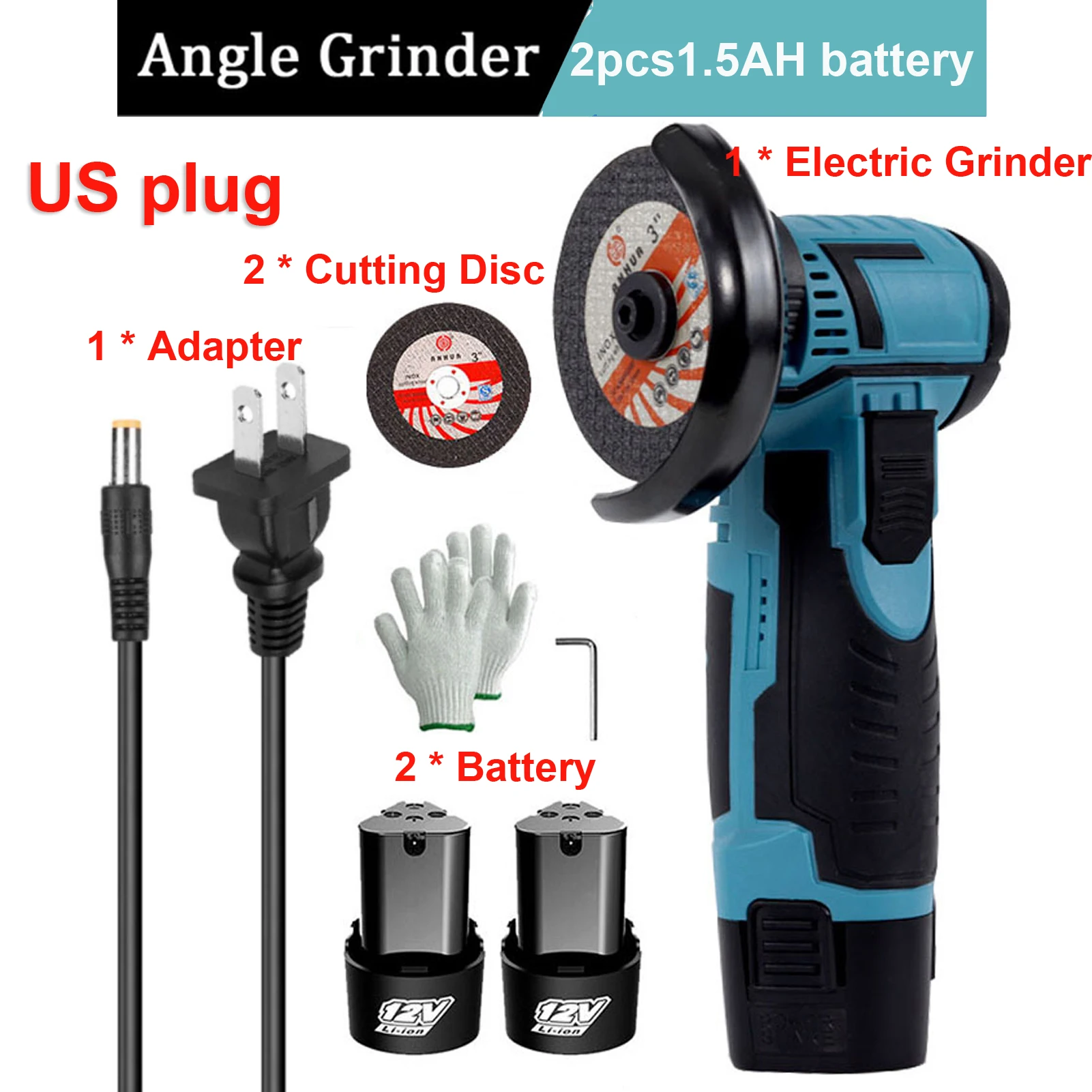 12V Brushless Angle Grinder 2PCS Lithium Battery 19500Rpm Grinder Cutter for Cutting Polishing Ceramic Tile Wood Stone Steel small electric saw for cutting wood Power Tools