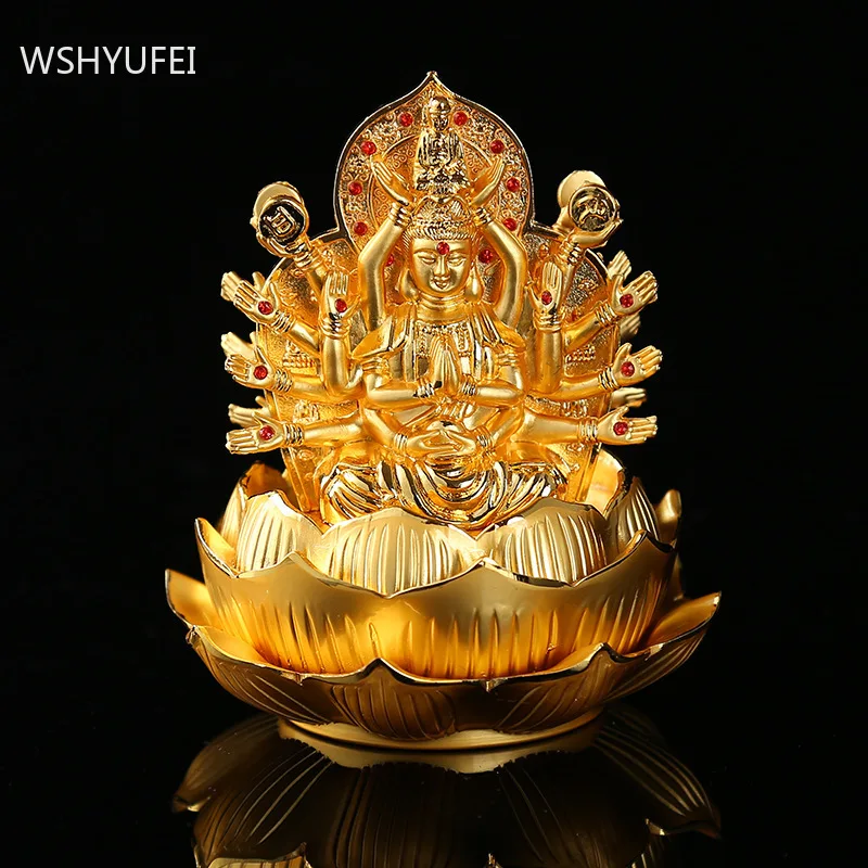 

Chinese Thousand-Hand Guanyin Statue Ornaments Metal Crafts Home Living Room Desktop Decorations Car Decor Feng Shui Accessories