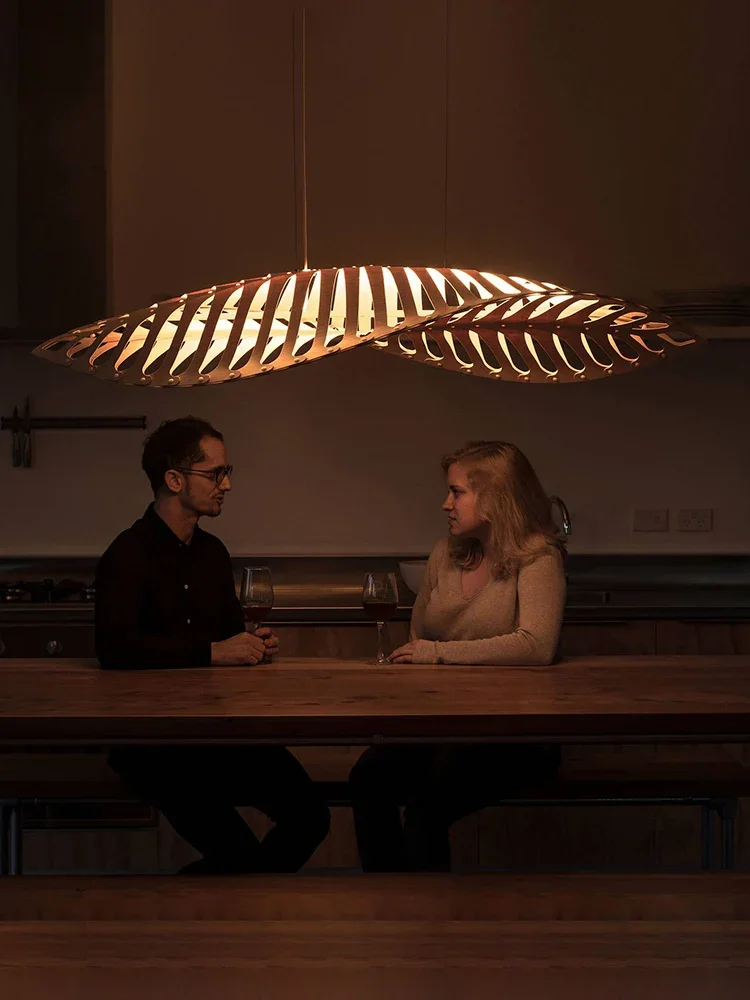 Nordic Wabi Sabi Fish Bone Wood Ceiling Pendant Light Home Deco Living Room Led Chandelier Bar Cafe Hanging Lamp Lustre Fixture led chandelier ceiling chandelier led pendant light