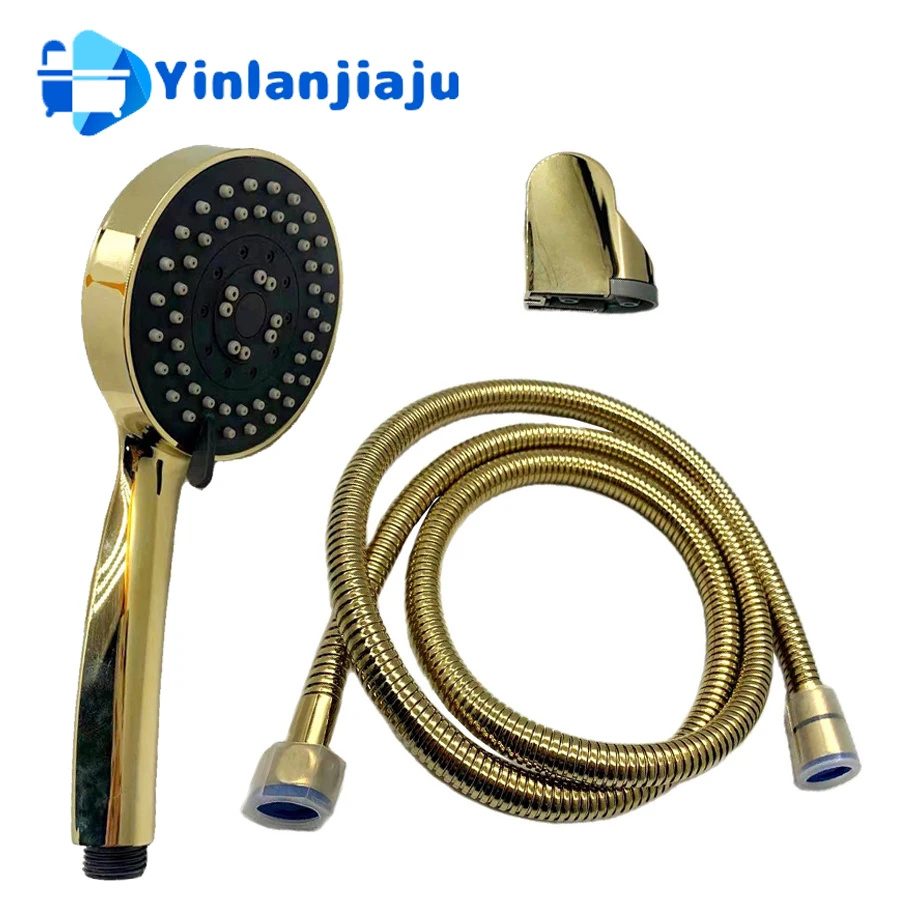 3FunctionHandheldShowerHeadWaterSavingGoldBathroomRainfall