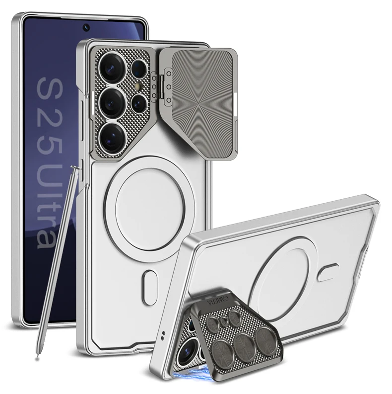 For Magsafe Wireless Charging Case For Samsung Galaxy S25 S24 Ultra Metals Lens