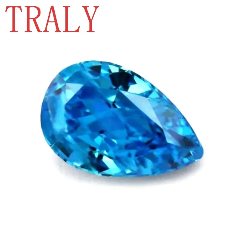 

Ocean Blue Color Teardrop Shaped High Carbon Diamond 3EX Cut 4*6mm-10*15mm Pear Shaped Simulation Diamond Loose Stone