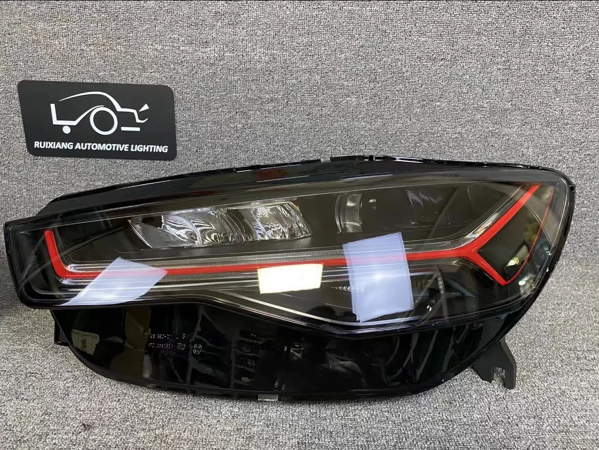 

For Audi A6 Headlight 2012-2014 Xenon Lamp Upgrde To 2015 Version A6 C7PA LED Headlamp Smoked Black And Red Style Plug and Play