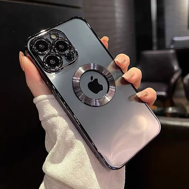 Luxury Plating Charm Logo Hole Hollow Case For iPhone 14 13 11 12 Pro XR X XS Max 7 8 Plus SE3 Soft Transparent Shockproof Cover Uncategorized