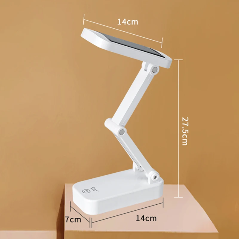 Solar Powered Foldable Desk Lamps Also USB Charging Rechargeable Eye Protection Reading Lights Bedside Dimmable Night Lighting 6
