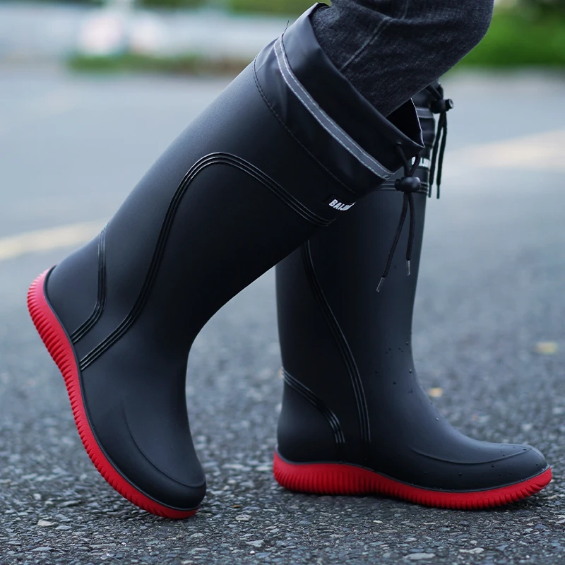 Men's Women's High-End Rain Boots Closed Rainproof and Waterproof Short and Mid.Calf Length Non-Slip Drawstring Rubber Boots